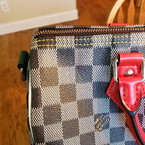 NWT Rare Louis Vuitton Red Black White Nicholas Ghesquiere Speedy 30 Bandoullere - Picture 2 of 12